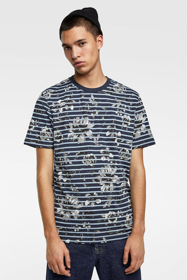 Floral And Stripe Print T-Shirt
