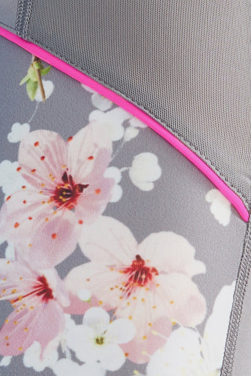 Myuni Oriental Blossom Mesh Panel Leggings