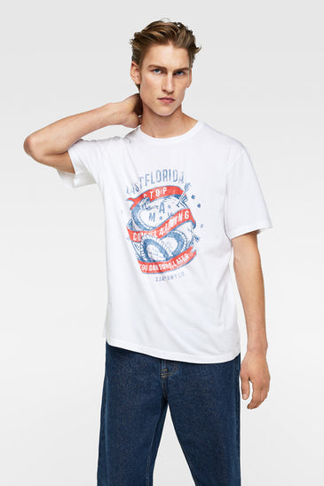 Printed Short Sleeve T-Shirt With A Round Neckline