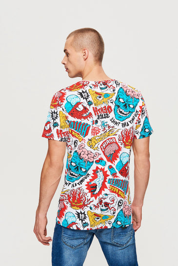 T-Shirt With All Over Halloween Print